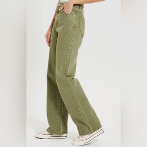 Rolla's Heidi High Rise Loose Straight in fern green 70’s inspired 26